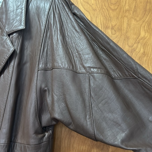 Johnathan Paris Leather Dark Brown Women's swing coat size Large - Picture 3 of 9